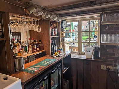 The cosy interior of The Cricketers Inn